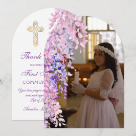 Wisteria Arch Första Kommunion Tacksamhetskort Inbjudningar