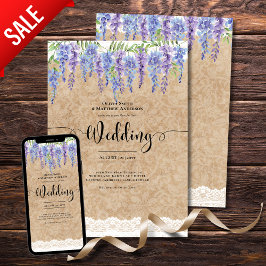 Wisteria Blommigt Bröllop Rustic Kraft Snöre look Inbjudningar