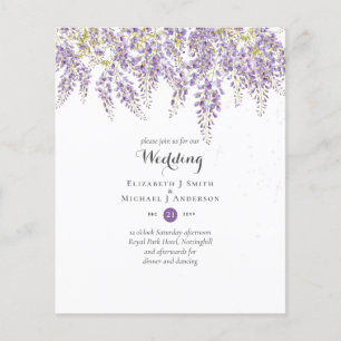 Wisteria Blommigt Garden Lavender Bröllop BUDGET Flygblad