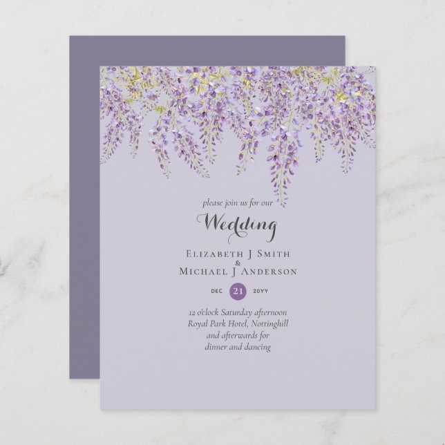 Wisteria Blommigt Garden Lila Bröllop Sage (Fram/baksida)