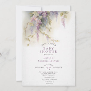 Wisteria Blommigt Watercolor Couples Baby Shower Inbjudningar