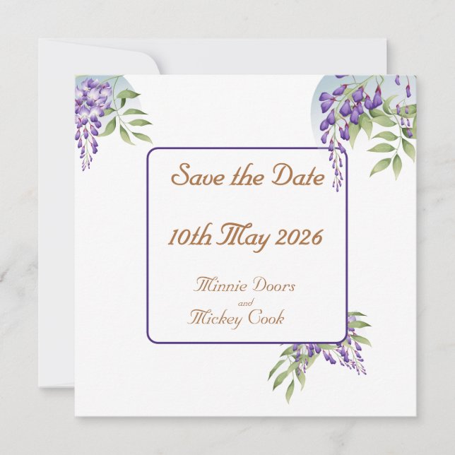Wisteria blomsterdekoration spara datumet (Framsida)