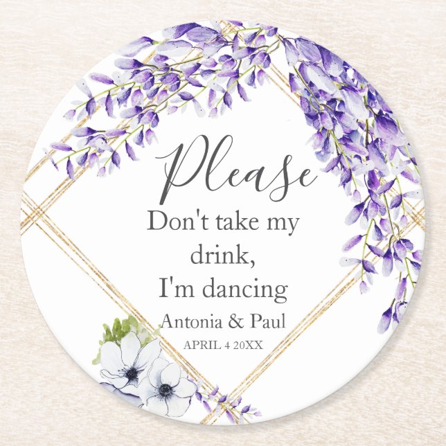 Wisteria Blooms jag dansar Underlägg Papper Rund (Framsidan)
