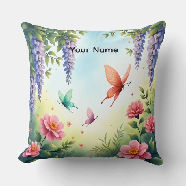 Wisteria Butterflies Pillow Kudde (Framsida)