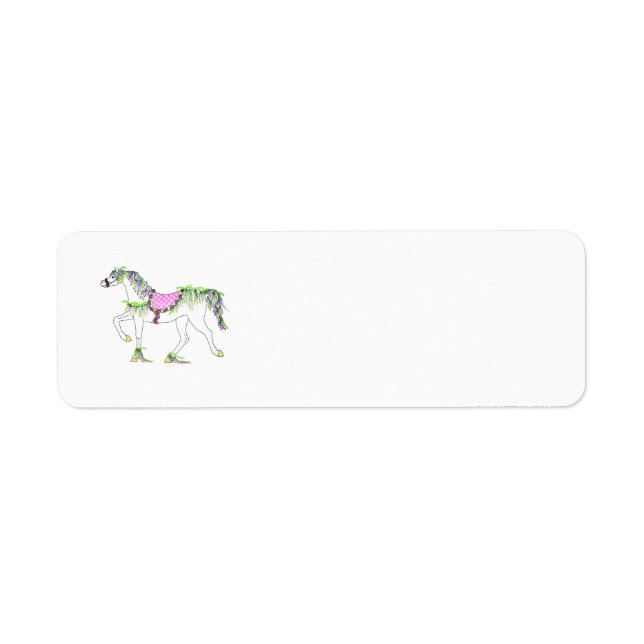 Wisteria Carousel Horse Returetiketters Returadress Etikett (Framsidan)