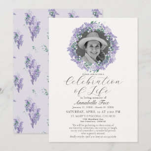 Wisteria Celebration of Life Begravning Minnesstun Inbjudningar