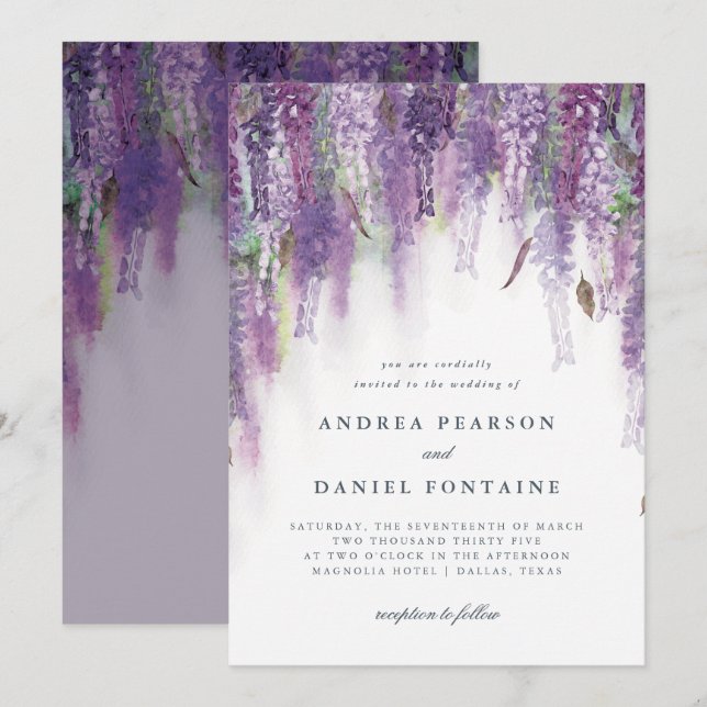 Wisteria drömmar inbjudningar (Fram/baksida)