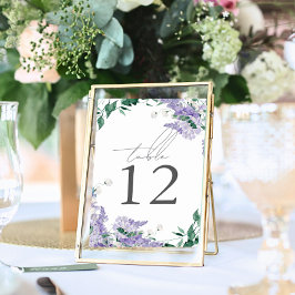 Wisteria Dusty Lila Watercolor Bröllop Bordsnummer