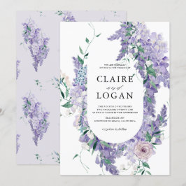 Wisteria Dusty Lila Watercolor Bröllop Inbjudningar
