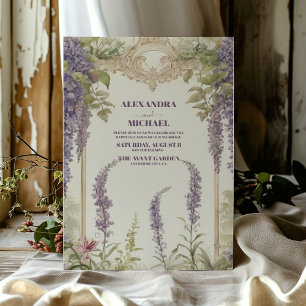 Wisteria Dusty Lila Watercolor Bröllop Inbjudningar