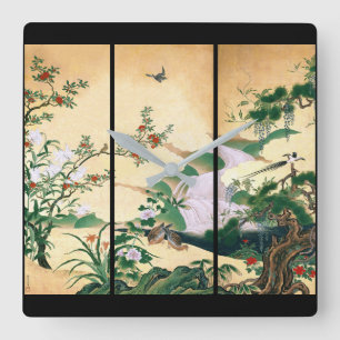 Wisteria Flower Doves Waterfall Wall Clock Fyrkantig Klocka
