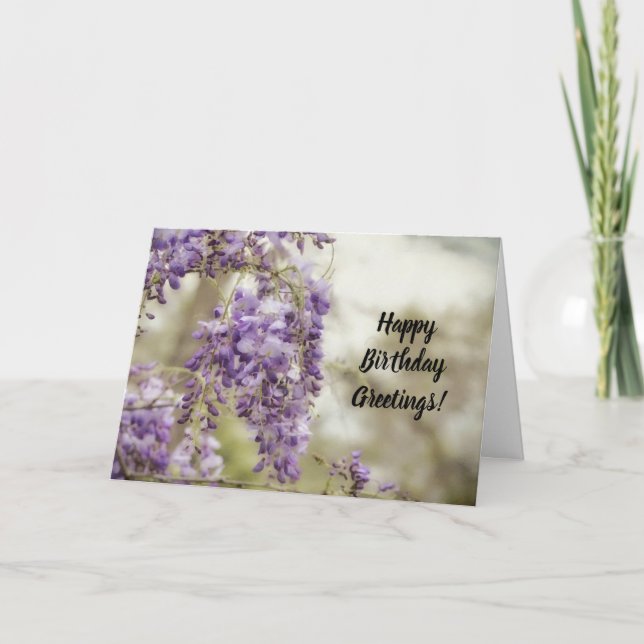 Wisteria Flowers Art Birthday Card Kort (Framsida)