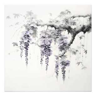 Wisteria Flowers Bläck Painting Fototryck