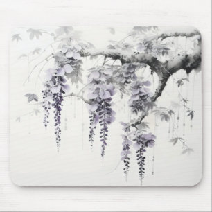 Wisteria Flowers Bläck Painting Musmatta