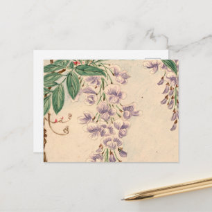 Wisteria Flowers, Lila blommor, Blommönster Vykort