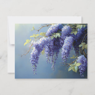 Wisteria Flowers Över en mjuk blå bakgrund Vykort