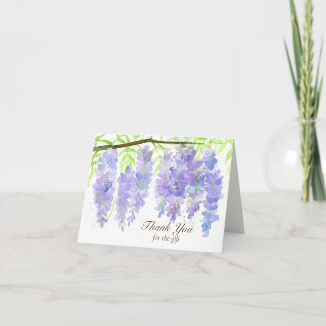 Wisteria Flowers Tack för Gift Bröllop Kort (Framsida)