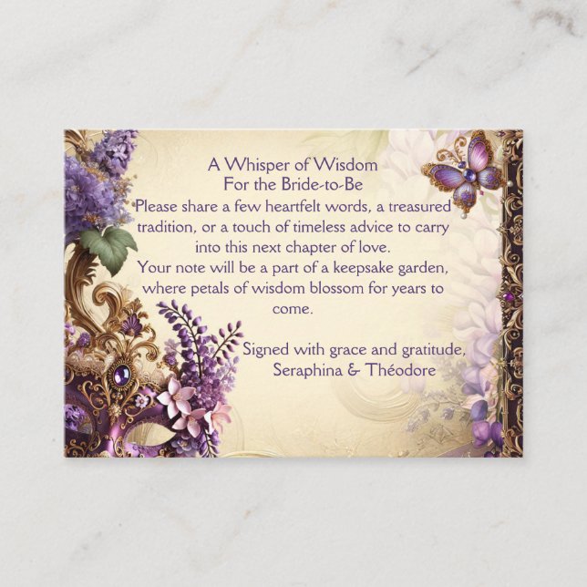 Wisteria Garden Advice Card | Lila Möhippa Rådkort (Framsida)