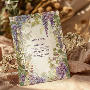 Wisteria Garden Romantic Lila Bröllop Inbjudningar