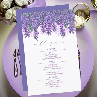 Wisteria Garden Romantik Lila Bröllop Menu