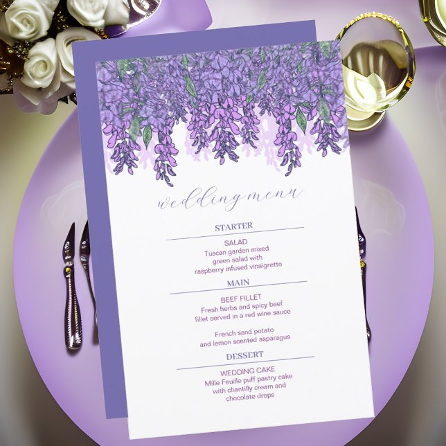 Wisteria Garden Romantik Lila Bröllop Menu (Skapare uppladdad)