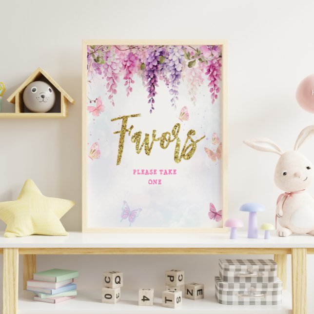 Wisteria Glitter Butterfly Birthday Favors Poster (Skapare uppladdad)
