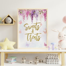 Wisteria Glitter Butterfly Birthday Sweets Trets Poster