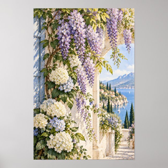Wisteria Hydrangea Sids Trädgård Väggkonst (Framsidan)
