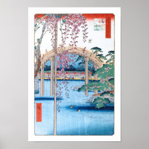 Wisteria i Kameido Shrine Hiroshige Fine Art Poster