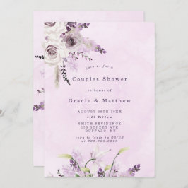 Wisteria Lavender Vit ros Par Shower Inbjudan