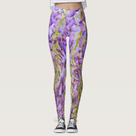Wisteria Lila blommor Fransk Blommigt Petals Leggings