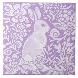 Wisteria Lila Bunny Rabbit Woodland Blommigt Kakelplatta