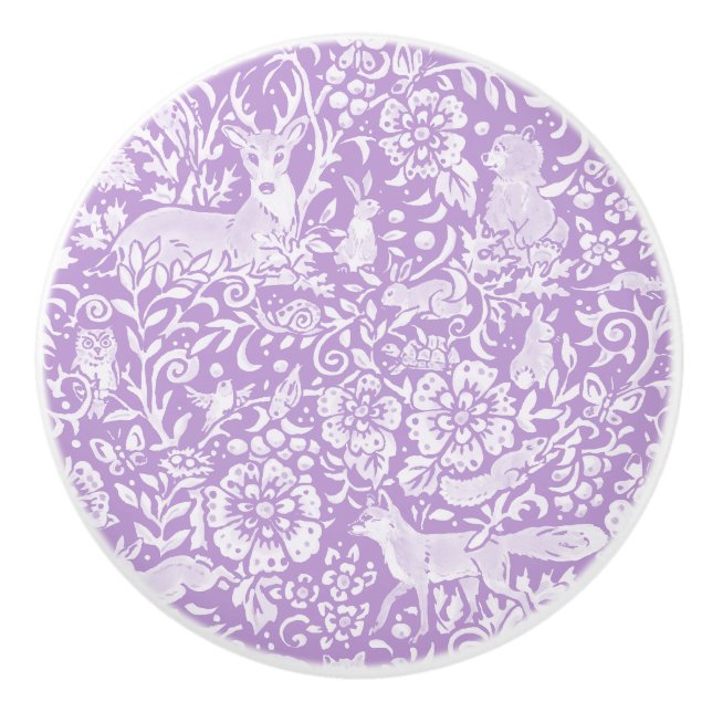 Wisteria Lila Hjort Fox Rabbit Woodland Animal Knopp (Framsidan)