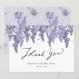 Wisteria Lila Watercolor Bröllop Tack Kort