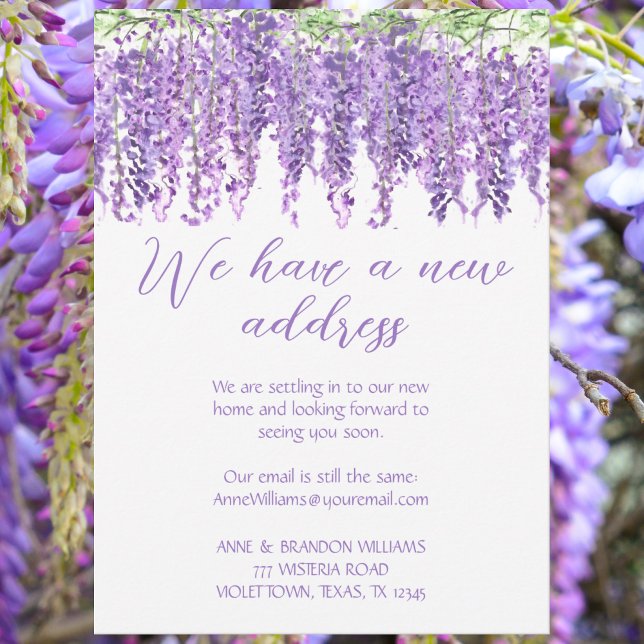 Wisteria Ny adress Flytta Lila Blommigt Violet Inbjudningar (Skapare uppladdad)