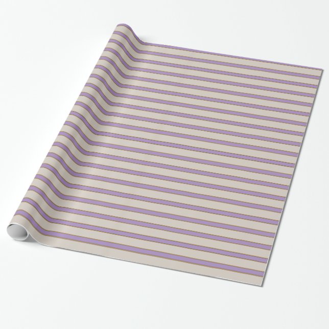 Wisteria och Tan Stripe Wrapping Papper Presentpapper (Utrullad)