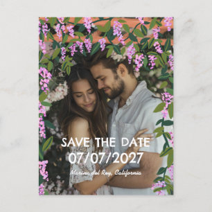 Wisteria Rankor Blommig Anpassad Foto Bröllop Meddelande Vykort