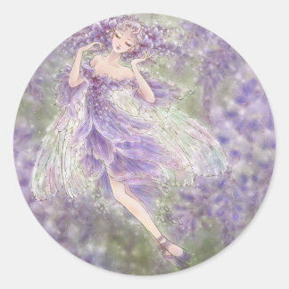 Wisteria Round Sticker Runt Klistermärke