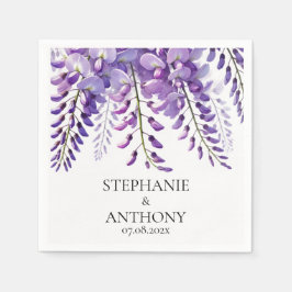Wisteria Rustic Purple Floral Elegant Wedding Pappersservett