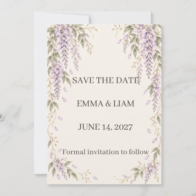 Wisteria Save the Date Spara Datumet (Framsida)