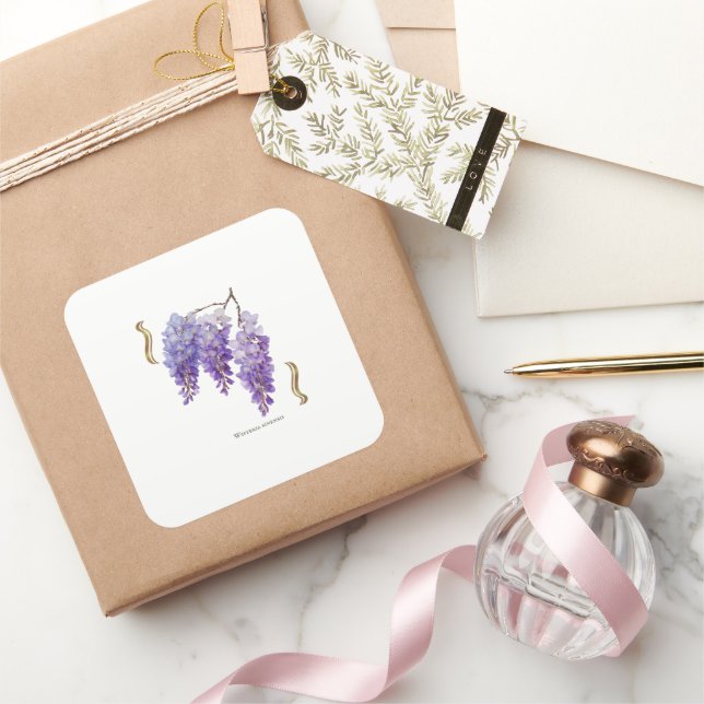 Wisteria Sinensis  Fyrkantigt Klistermärke (Gifting)