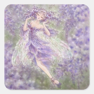 Wisteria Square Sticker Fyrkantigt Klistermärke