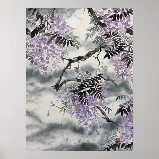 Wisteria Sumi e print Poster (Framsidan)
