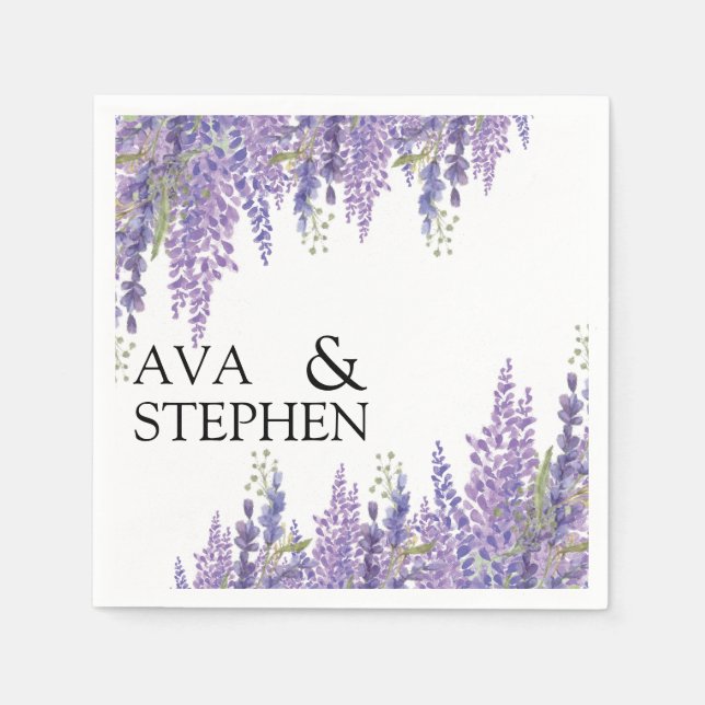 Wisteria Träd Bröllop Namn Napkin Pappersservett (Framsidan)