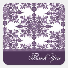 Wisteria Victorian Damask Tack Sticker Fyrkantigt Klistermärke