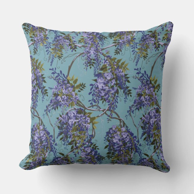 Wisteria Vine Blommigt Dekorativ kudde (Framsida)