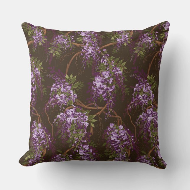 Wisteria Vine Blommigt Dekorativ kudde (Framsida)