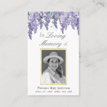 Wisteria Watercolor Sympathy Memorial Photo Card
