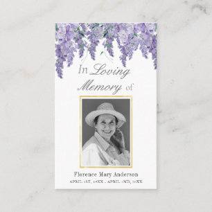 Wisteria Watercolor Sympathy Memorial Photo Card Visitkort