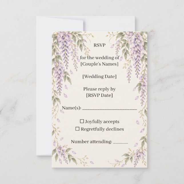Wisteria Wedding RSVP Card (Framsida)